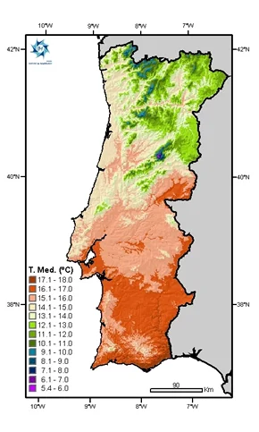 Average temperatures in Portugal
